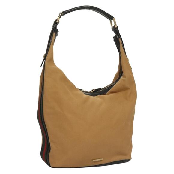 GUCCI Web Sherry Line Shoulder Bag Canvas Beige Gold 001 001 - Picture 1 of 16